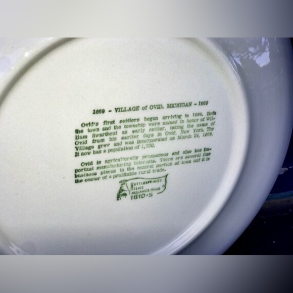 Vintage 1869 1969 Centennial OVID MICHIGAN KETTLESPRINGS Kilns Dinner Plate - Picture 6 of 9